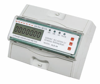 LCD Equipped Three Phase Four wires Din Rail KWH Meter for Residential applications